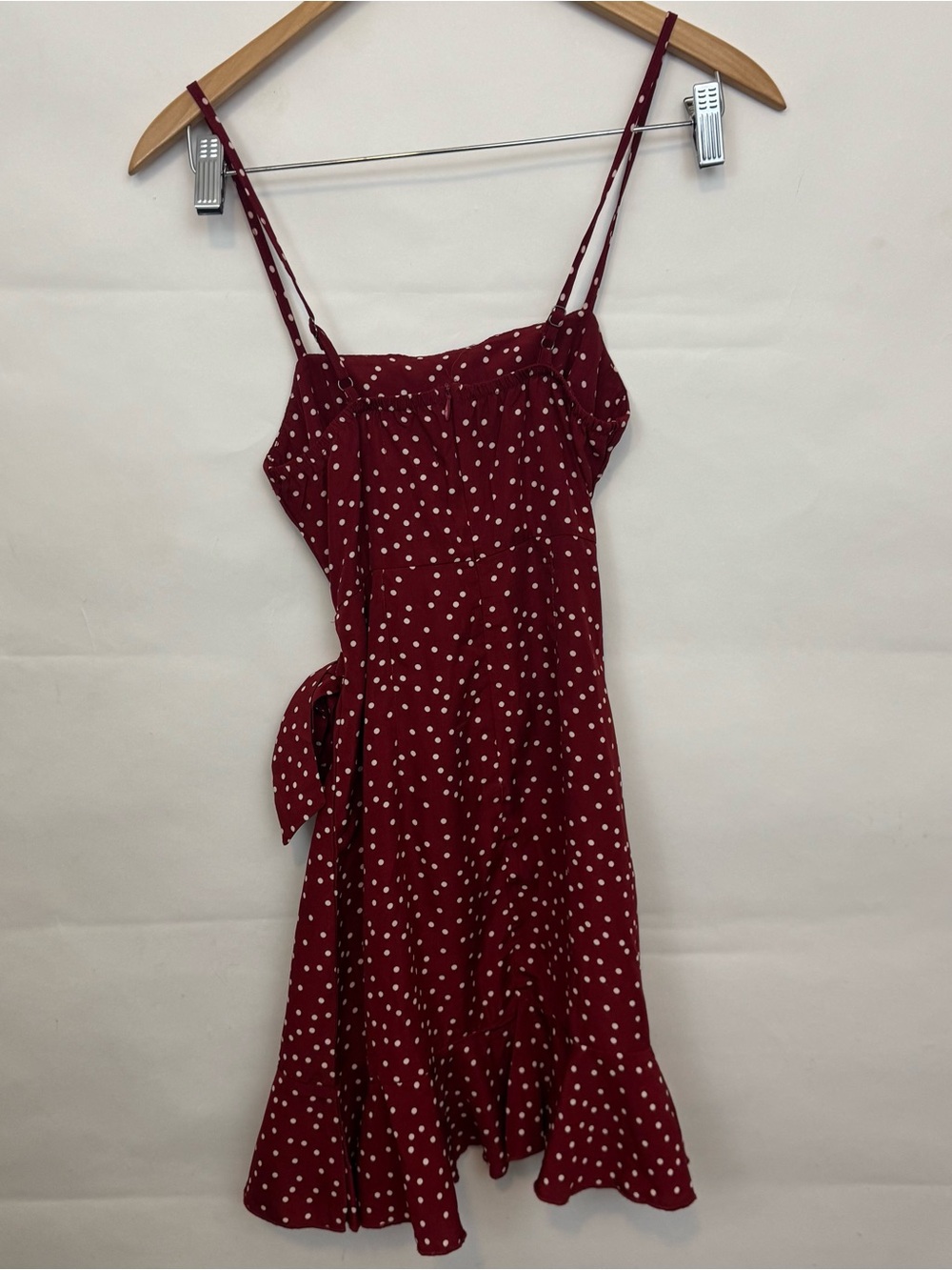 Princess Polly Red Polka Dot Tie-Waist Mini Sun Dress size 0 - Picture 4 of 4